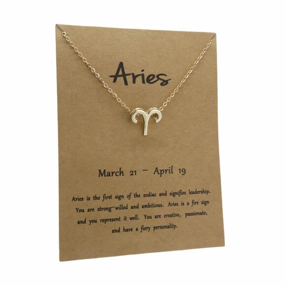 Francesca's Aries Gold Pendant Necklace Horoscope Zodiac Necklace - Picture 1 of 7